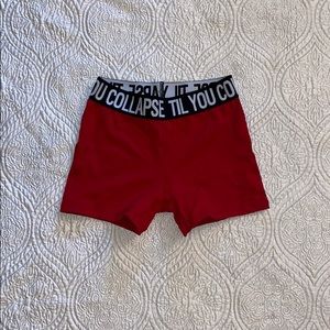 Til You Collapse spandex-style logo booty shorts